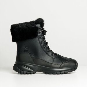 Women’s UGGs Yose Fluff Waterproof Leather Boots - Black Size 10